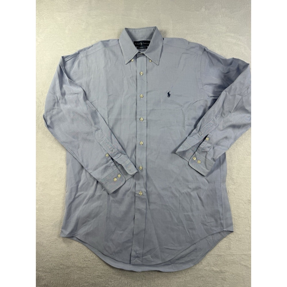 Ralph Lauren Men Blue Check Classic Fit Long Sleeve Button Down Shirt 15 32/33